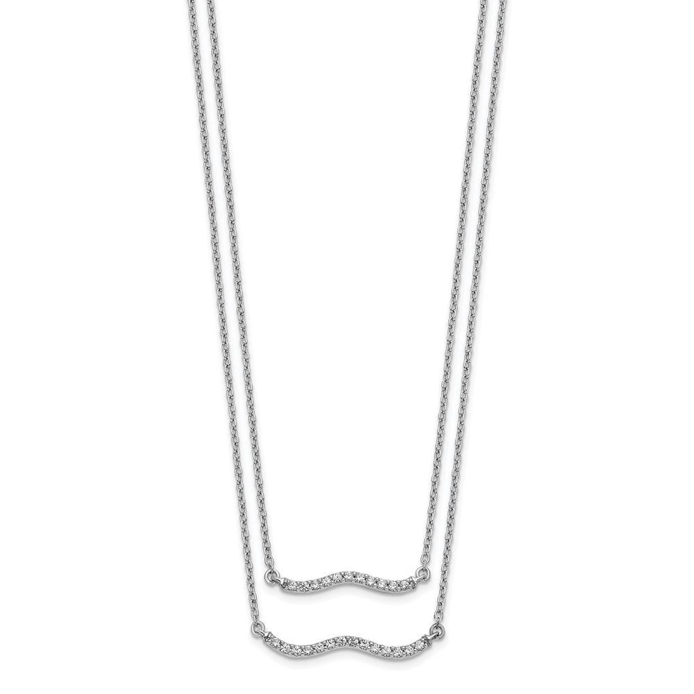14K Weißgold Echt Diamant Doppelt Strang 18 Zoll Halskette