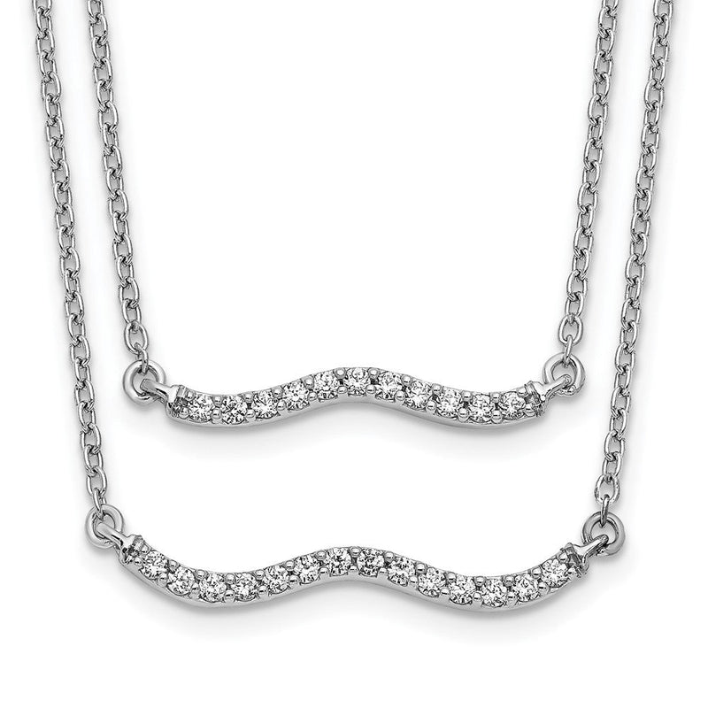 14K Weißgold Echt Diamant Doppelt Strang 18 Zoll Halskette