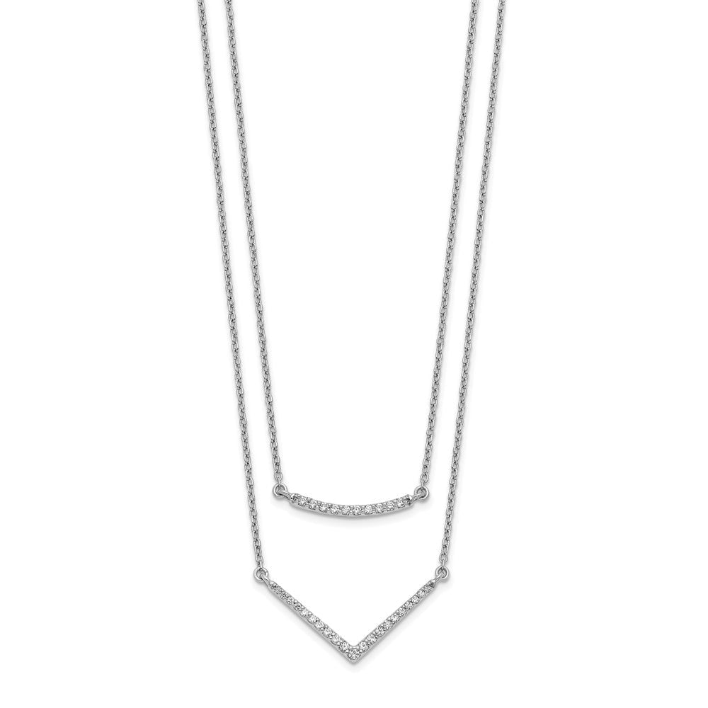 14K Weißgold Echt Diamant Doppelt Strang Halskette