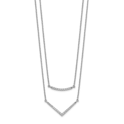 14K Weißgold Echt Diamant Doppelt Strang Halskette