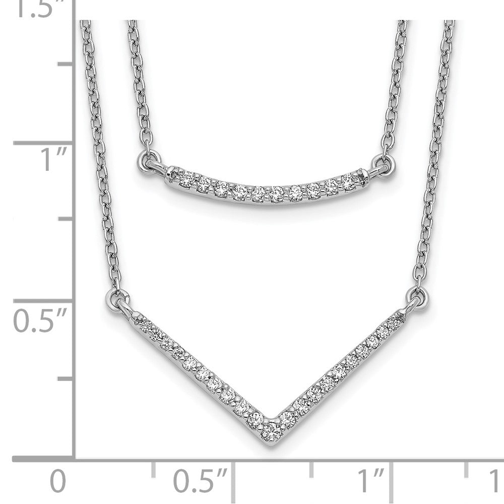 14K Weißgold Echt Diamant Doppelt Strang Halskette