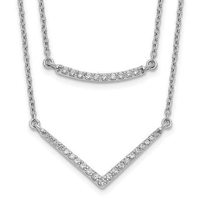 14K Weißgold Echt Diamant Doppelt Strang Halskette