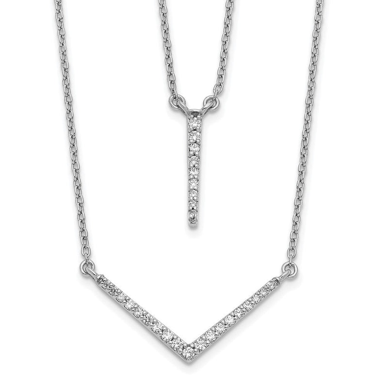 14K Weißgold Echt Diamant Doppelt Strang 18 Zoll Halskette