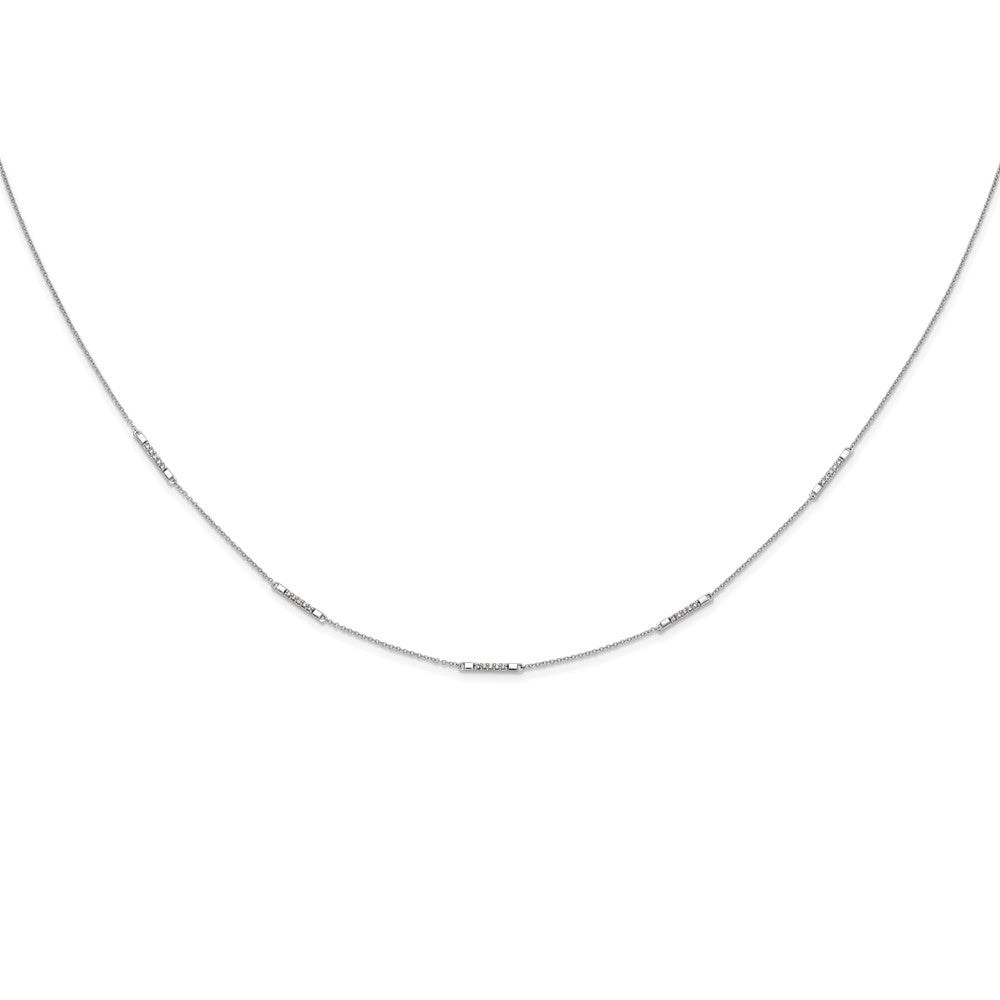 14K Weißgold Echt Diamant 5-station Halskette