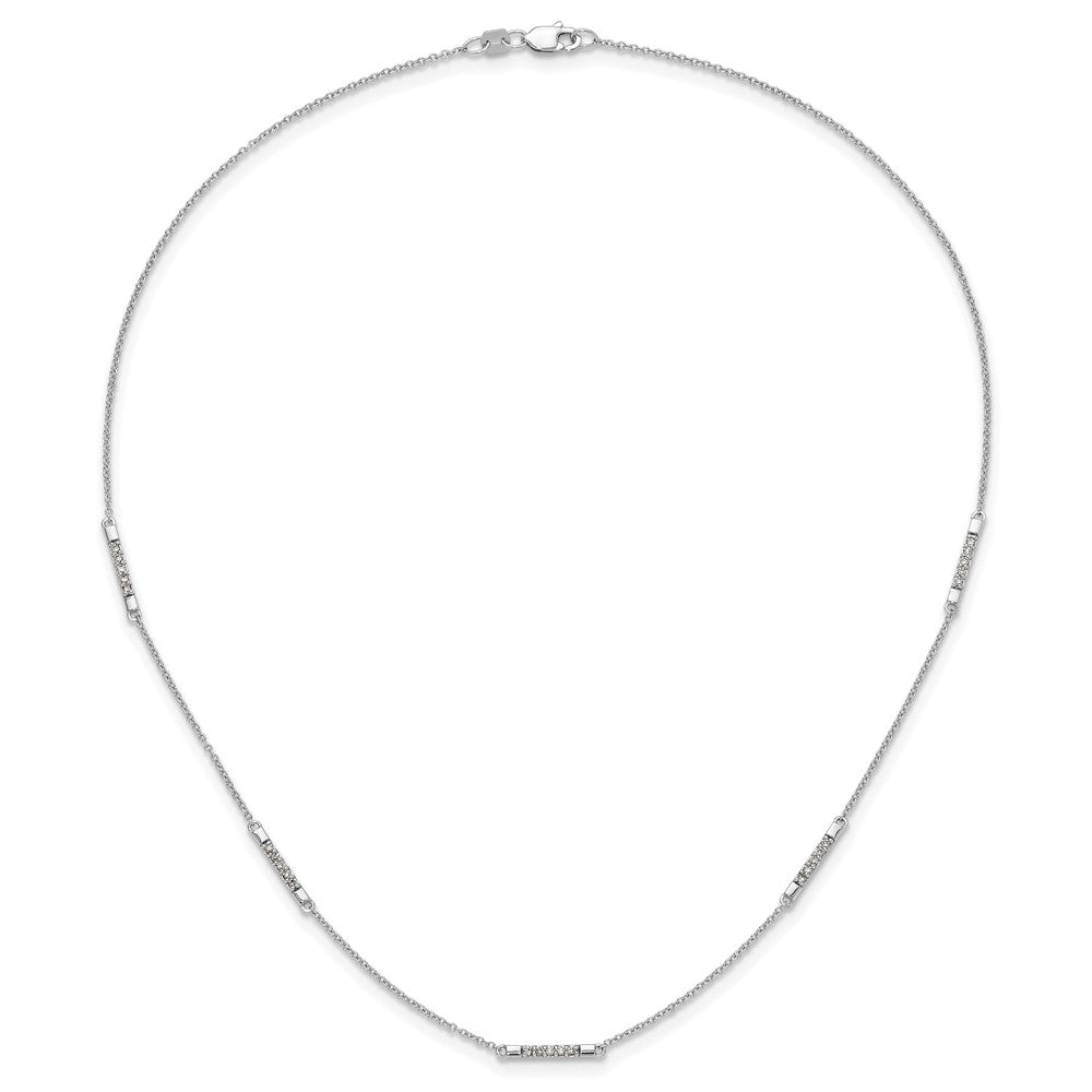 14K Weißgold Echt Diamant 5-station Halskette