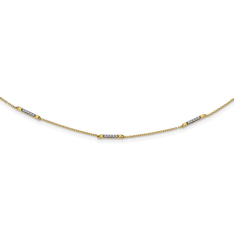 14K Gelbgold Echt Diamant 5-station Halskette