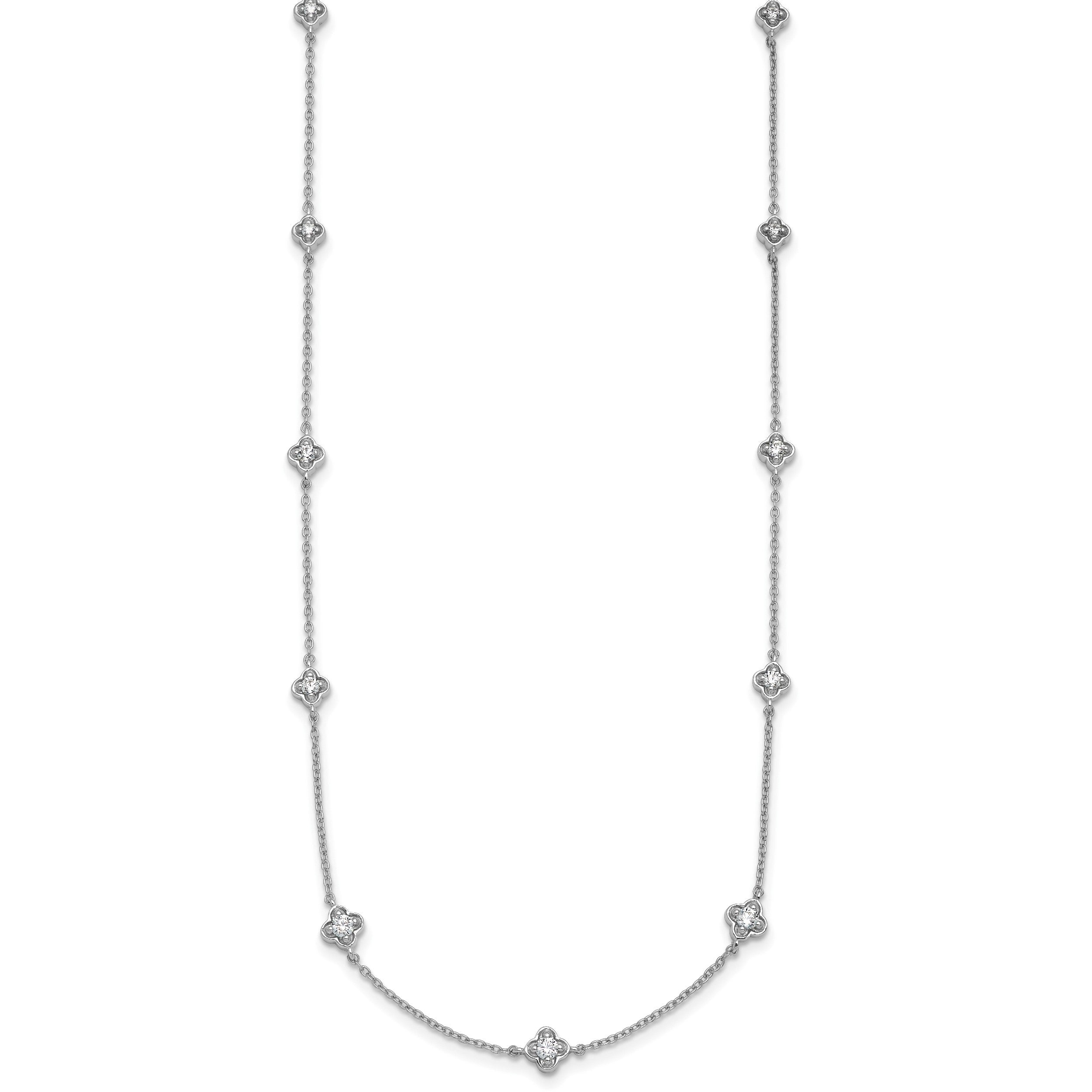 14K Weißgold Echt Diamant Multi Station Halskette