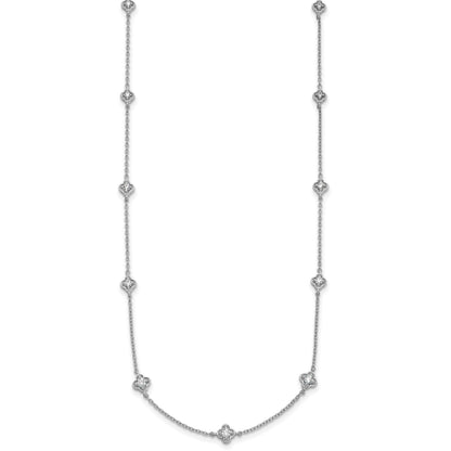 14K Weißgold Echt Diamant Multi Station Halskette