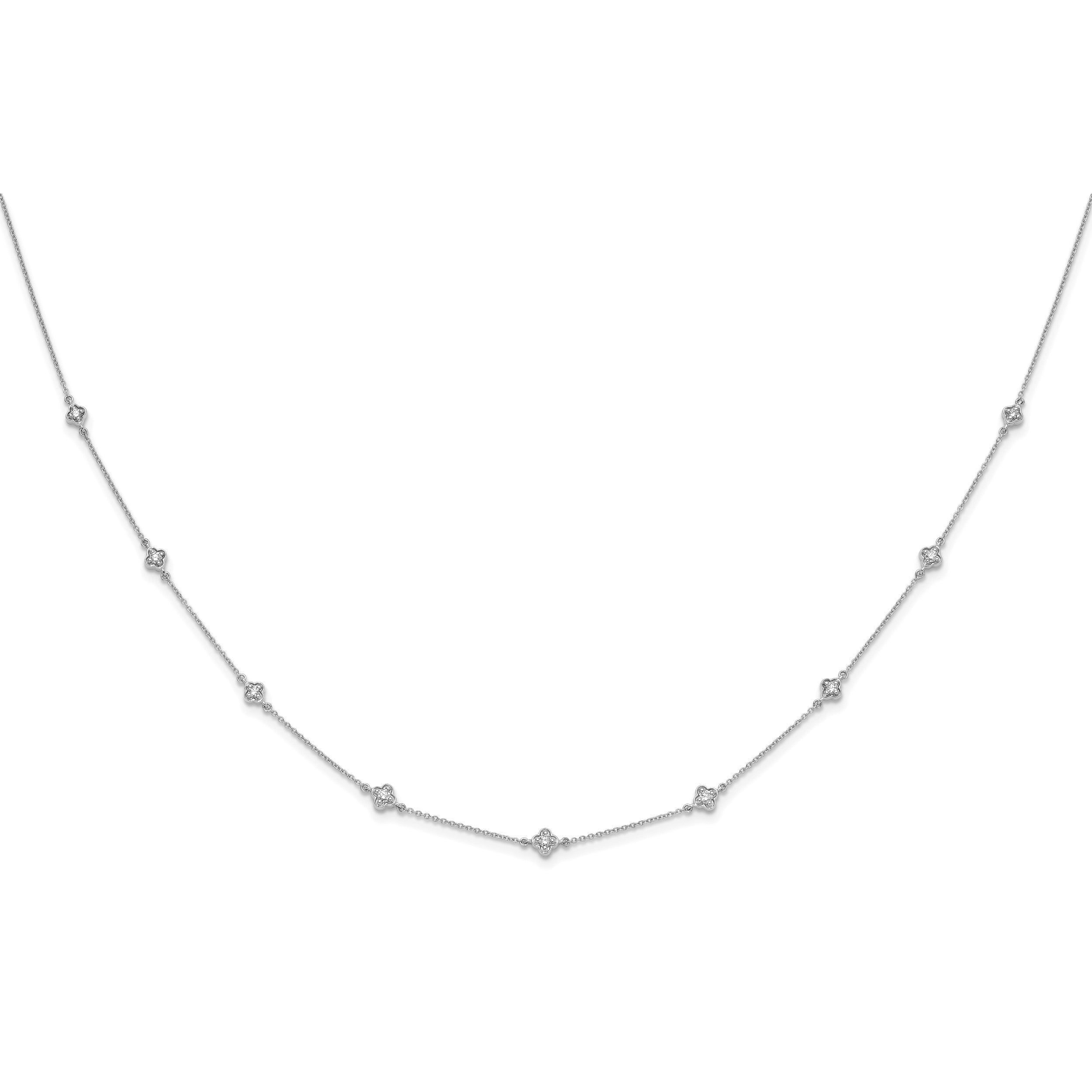 14K Weißgold Echt Diamant Multi Station Halskette