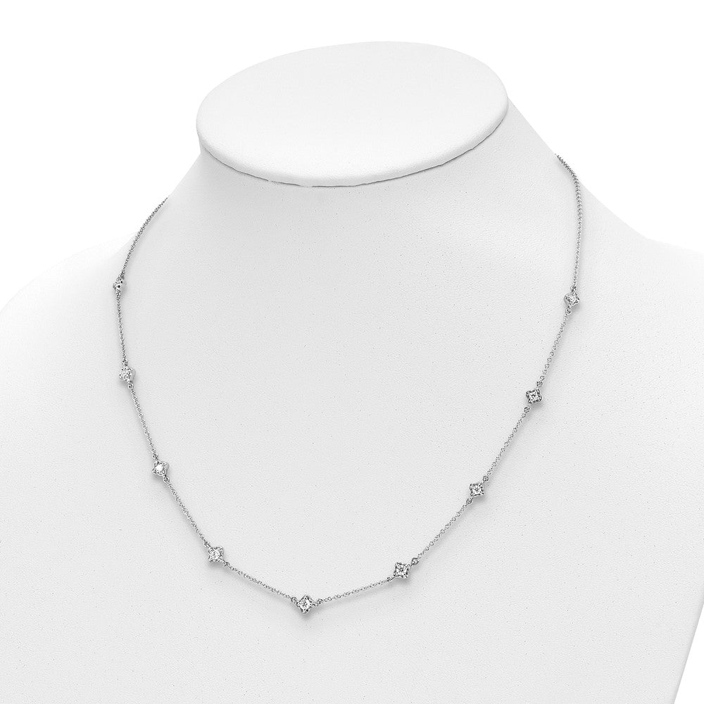 14K Weißgold Echt Diamant Multi Station Halskette