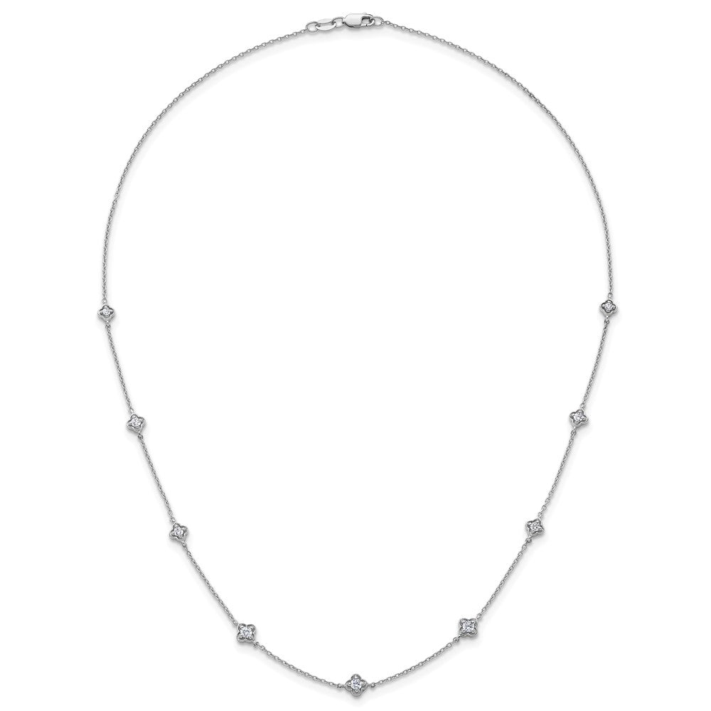 14K Weißgold Echt Diamant Multi Station Halskette