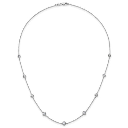 14K Weißgold Echt Diamant Multi Station Halskette