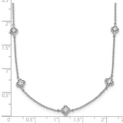 14K Weißgold Echt Diamant Multi Station Halskette