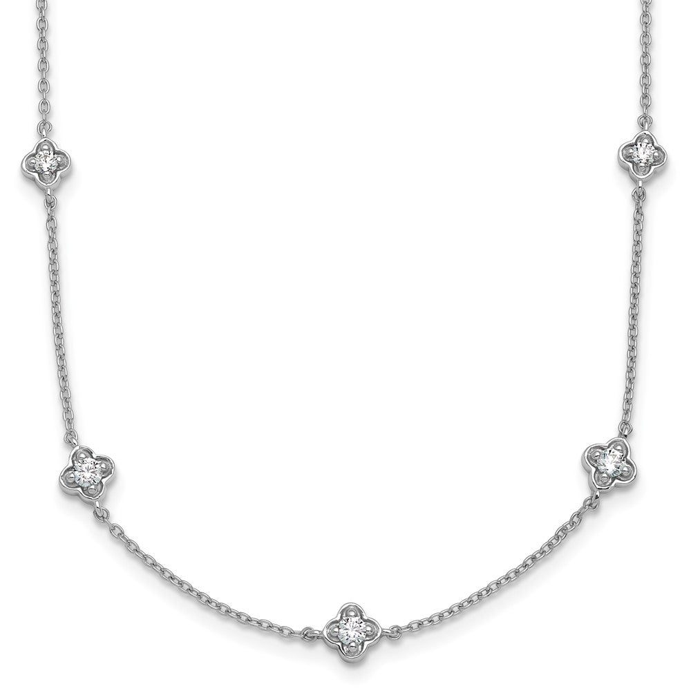 14K Weißgold Echt Diamant Multi Station Halskette