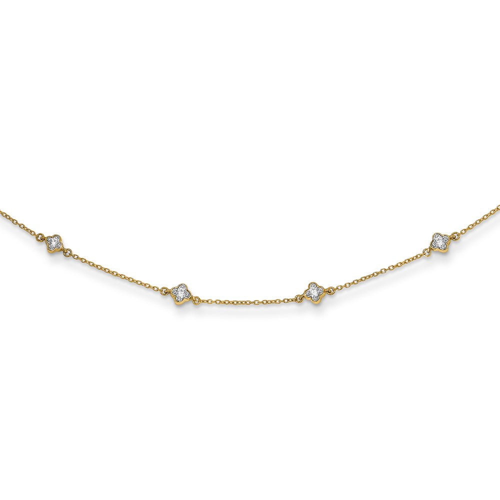 14K Gelbgold 1/2 Ct. Im Labor Gezüchtet Diamant Vs/si+ G+ Nine Station 18 Zoll Halskette