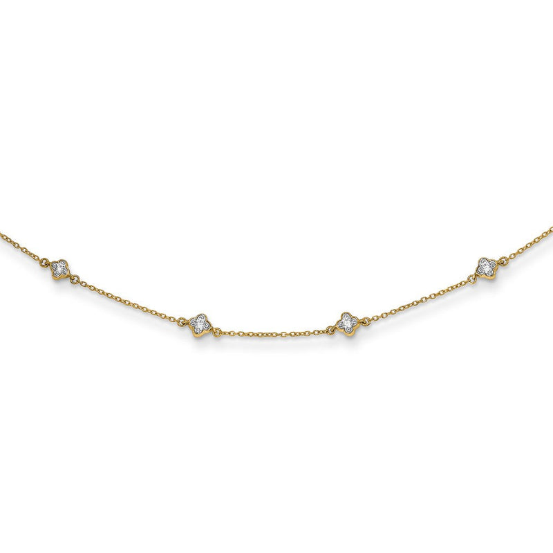 14K Gelbgold 1/2 Ct. Im Labor Gezüchtet Diamant Vs/si+ G+ Nine Station 18 Zoll Halskette