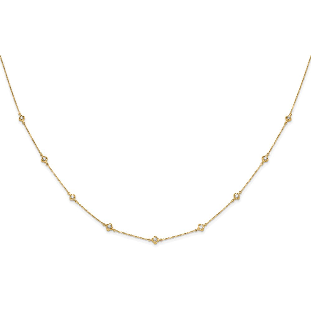 14K Gelbgold Echt Diamant Multi Station Halskette