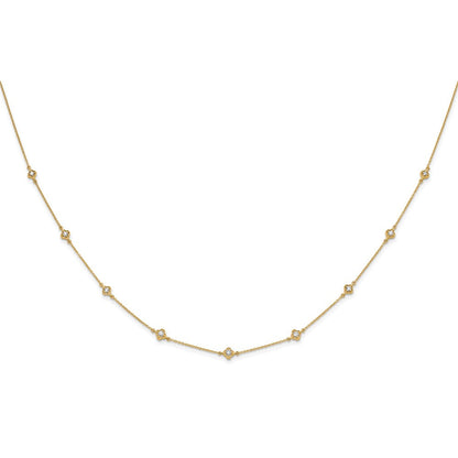 14K Gelbgold Echt Diamant Multi Station Halskette