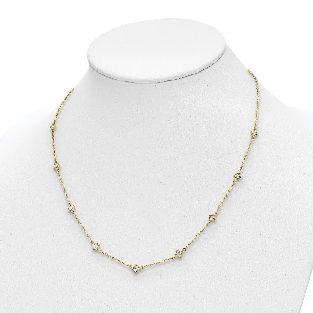 14K Gelbgold Echt Diamant Multi Station Halskette