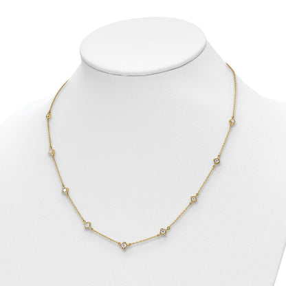 14K Gelbgold Echt Diamant Multi Station Halskette