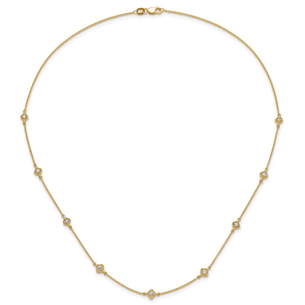14K Gelbgold Echt Diamant Multi Station Halskette