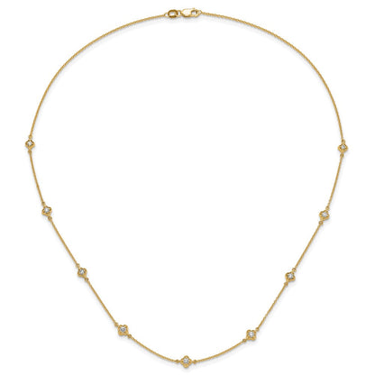14K Gelbgold Echt Diamant Multi Station Halskette