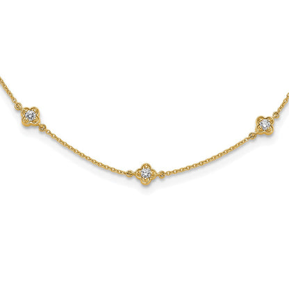 14K Gelbgold Echt Diamant Multi Station Halskette