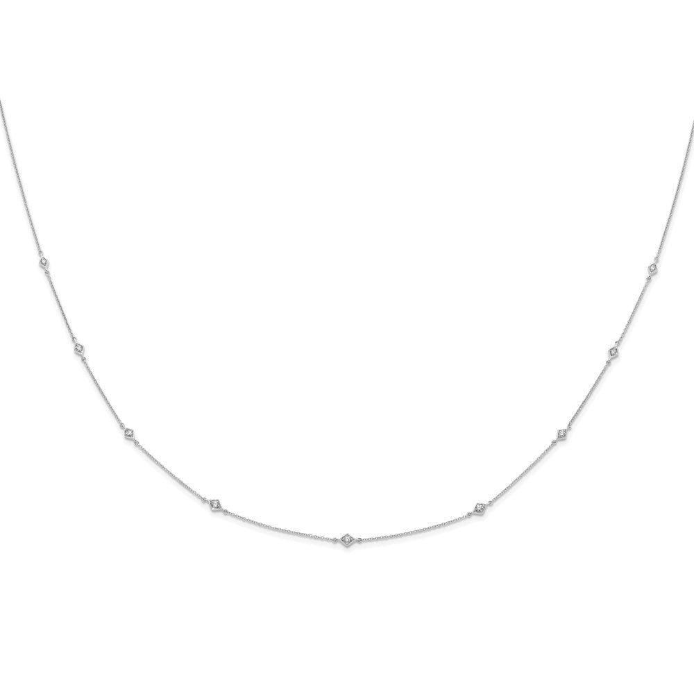 14K Weißgold Echt Diamant Multi Station Halskette