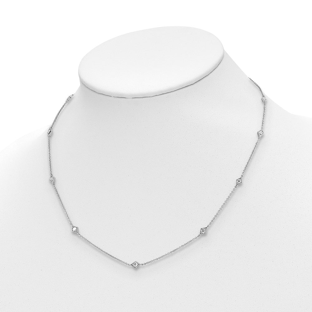 14K Weißgold Echt Diamant Multi Station Halskette