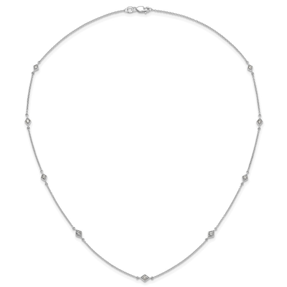 14K Weißgold Echt Diamant Multi Station Halskette