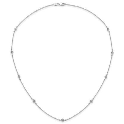 14K Weißgold Echt Diamant Multi Station Halskette