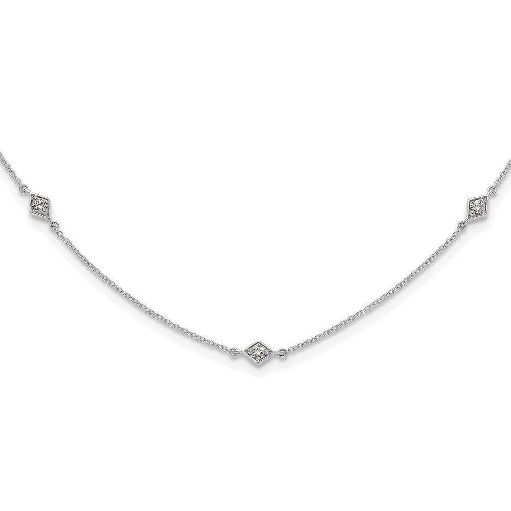 14K Weißgold Echt Diamant Multi Station Halskette