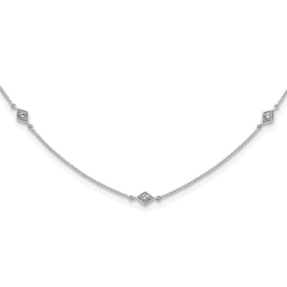 14K Weißgold Echt Diamant Multi Station Halskette