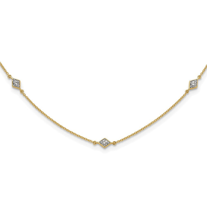 14K Gelbgold 1/2 Ct. Im Labor Gezüchtet Diamant Vs/si+ G+ Nine Station 18 Zoll Halskette