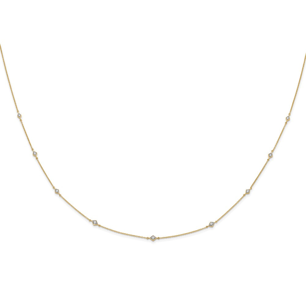 14K Gelbgold Echt Diamant Multi Station Halskette