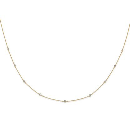 14K Gelbgold Echt Diamant Multi Station Halskette