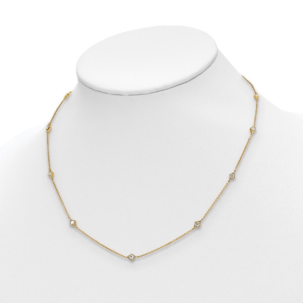 14K Gelbgold Echt Diamant Multi Station Halskette