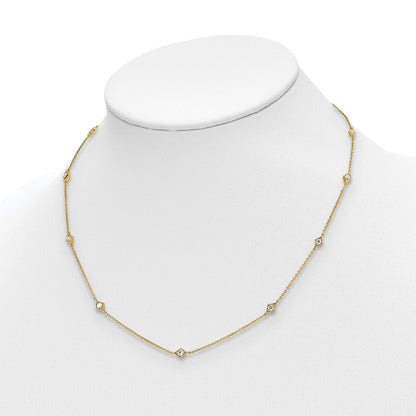 14K Gelbgold Echt Diamant Multi Station Halskette