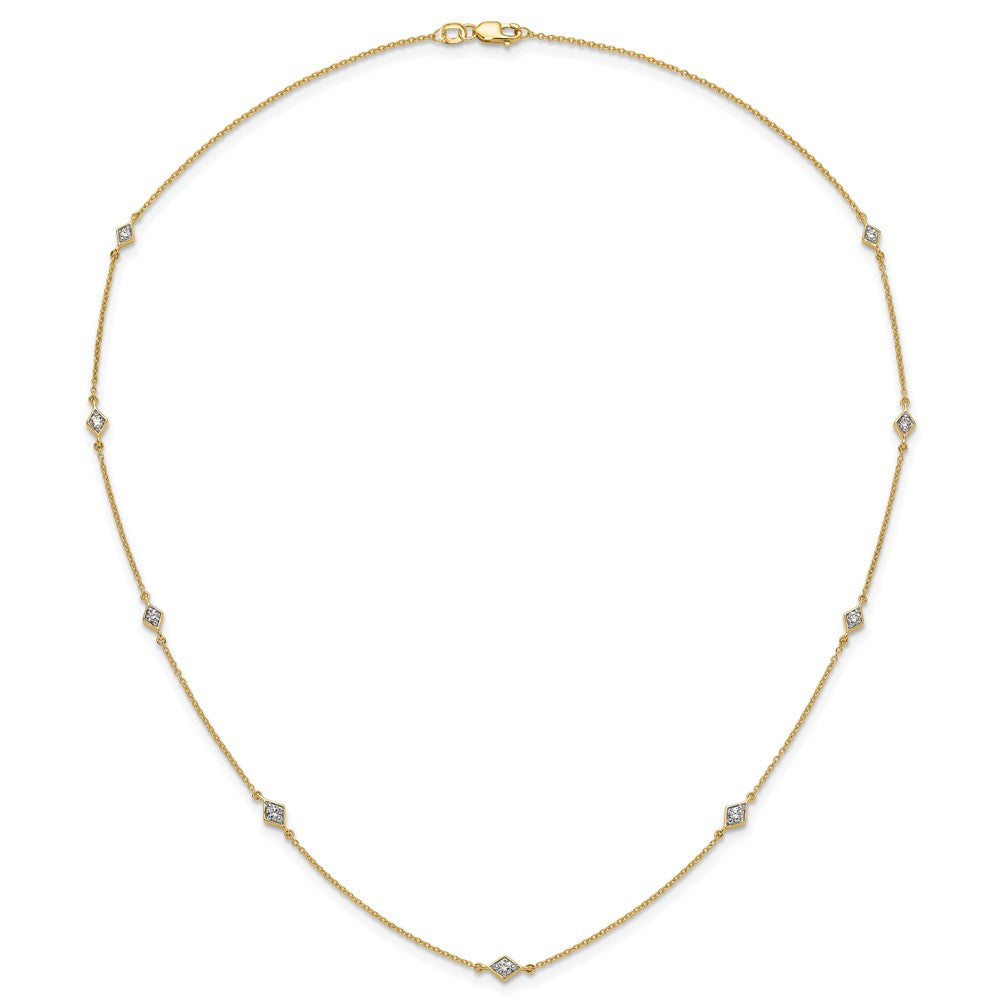 14K Gelbgold Echt Diamant Multi Station Halskette