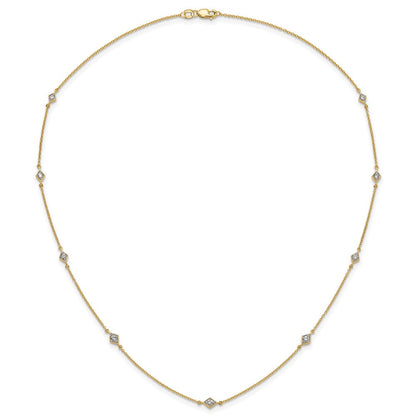 14K Gelbgold Echt Diamant Multi Station Halskette