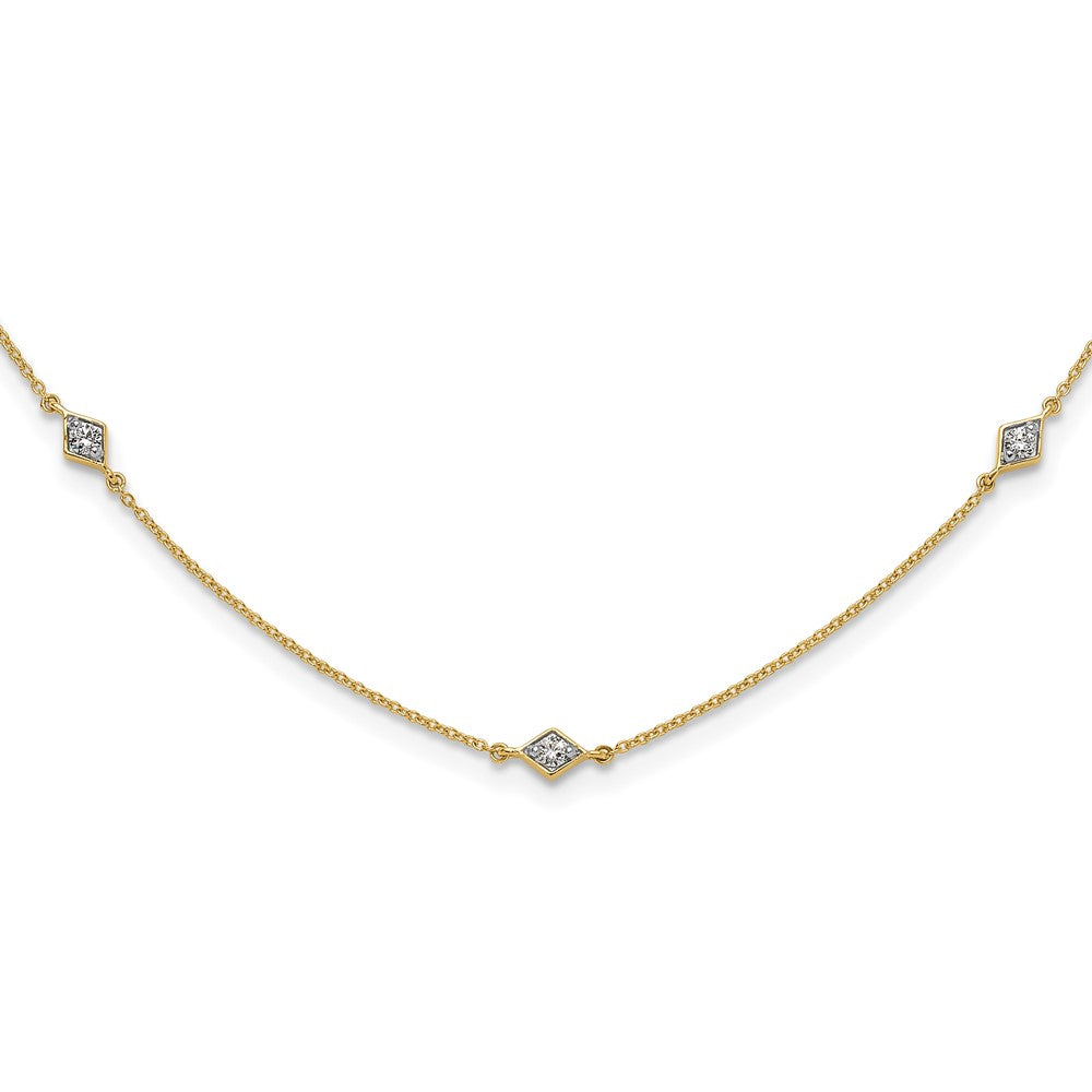 14K Gelbgold Echt Diamant Multi Station Halskette
