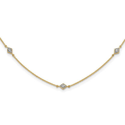 14K Gelbgold Echt Diamant Multi Station Halskette