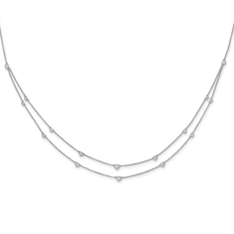 14K Weißgold 1/2 Ct. Im Labor Gezüchtet Diamant Vs/si+ G+ Sechzehn Station Doppelt Strang 18 Zoll Halskette