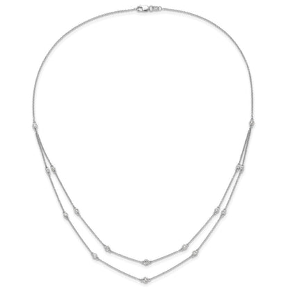 14K Weißgold Echt Diamant Multi Station Doppelt Strang Halskette