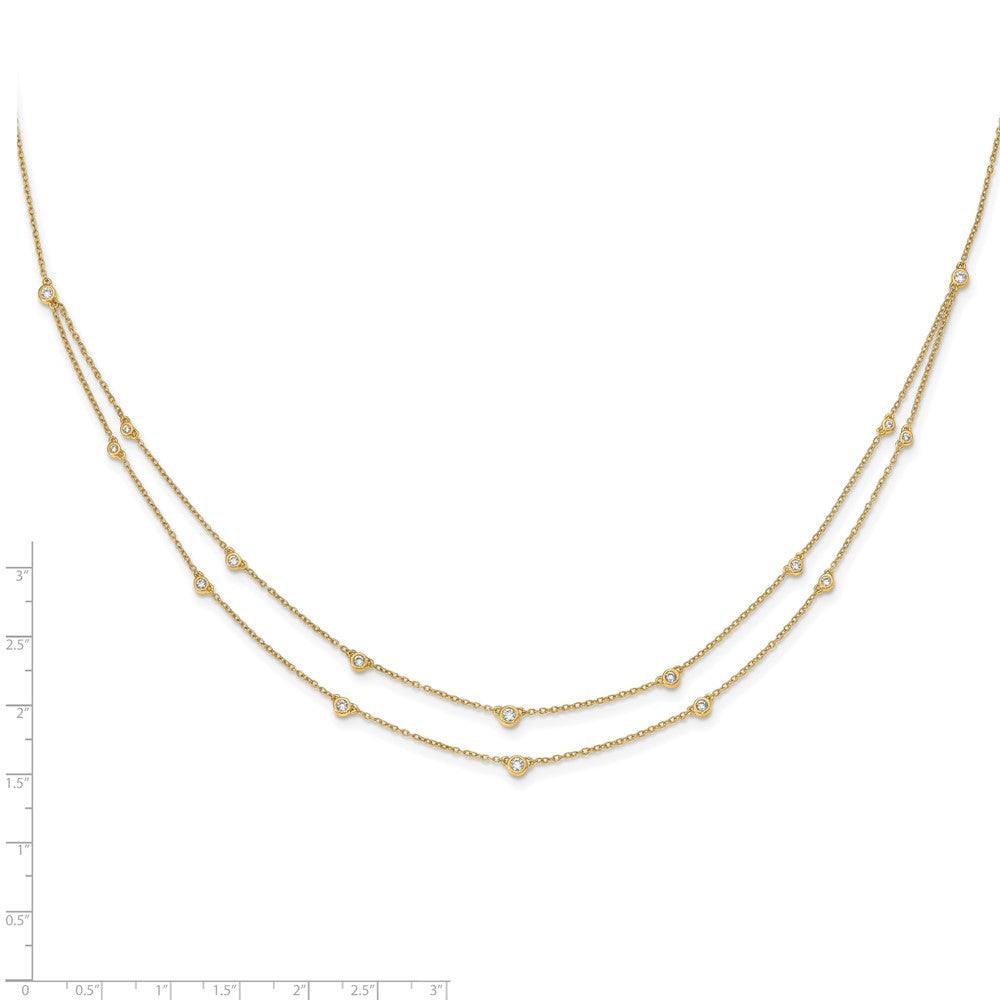 14K Gelbgold 1/2 Ct. Im Labor Gezüchtet Diamant Vs/si+ G+ Sechzehn Station Doppelt Strang 18 Zoll Halskette