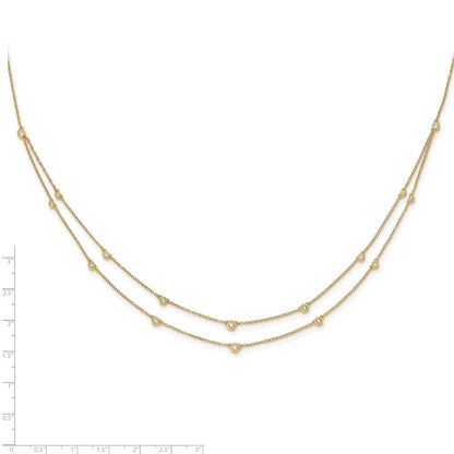 14K Gelbgold 1/2 Ct. Im Labor Gezüchtet Diamant Vs/si+ G+ Sechzehn Station Doppelt Strang 18 Zoll Halskette