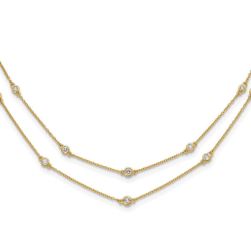 14K Gelbgold 1/2 Ct. Im Labor Gezüchtet Diamant Vs/si+ G+ Sechzehn Station Doppelt Strang 18 Zoll Halskette
