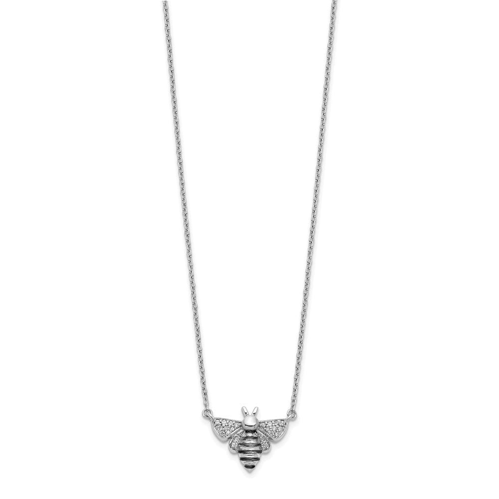 14K Weißgold Echt Diamant Biene 18 Zoll Halskette