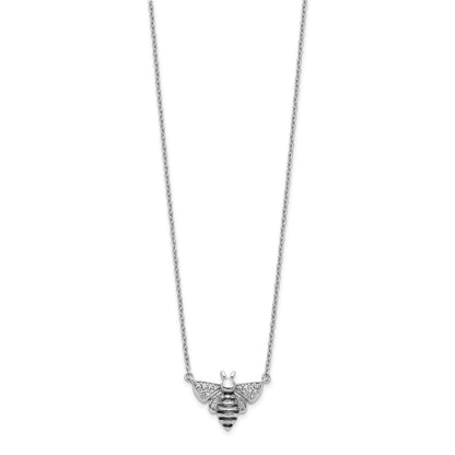 14K Weißgold Echt Diamant Biene 18 Zoll Halskette