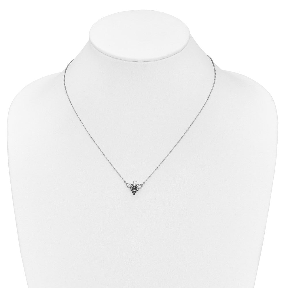 14K Weißgold Echt Diamant Biene 18 Zoll Halskette